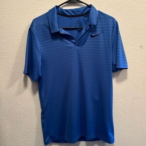 Nike Mens Golf dry Fit Polo Shirt Blue athletic black swoosh size small